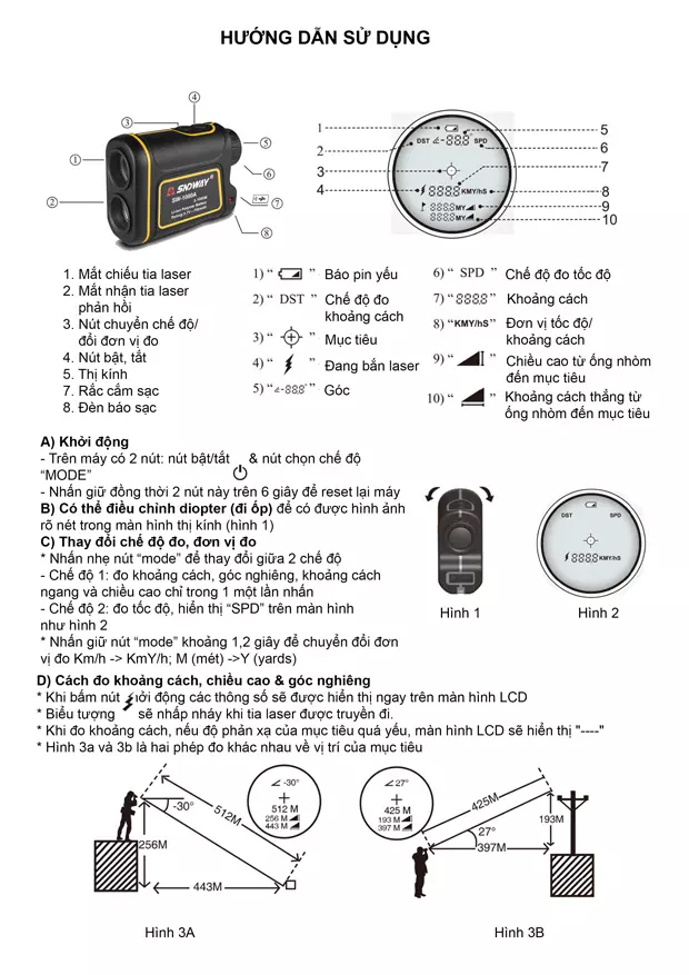 Ống nhòm đo khoảng cách SNDWAY SW 600A